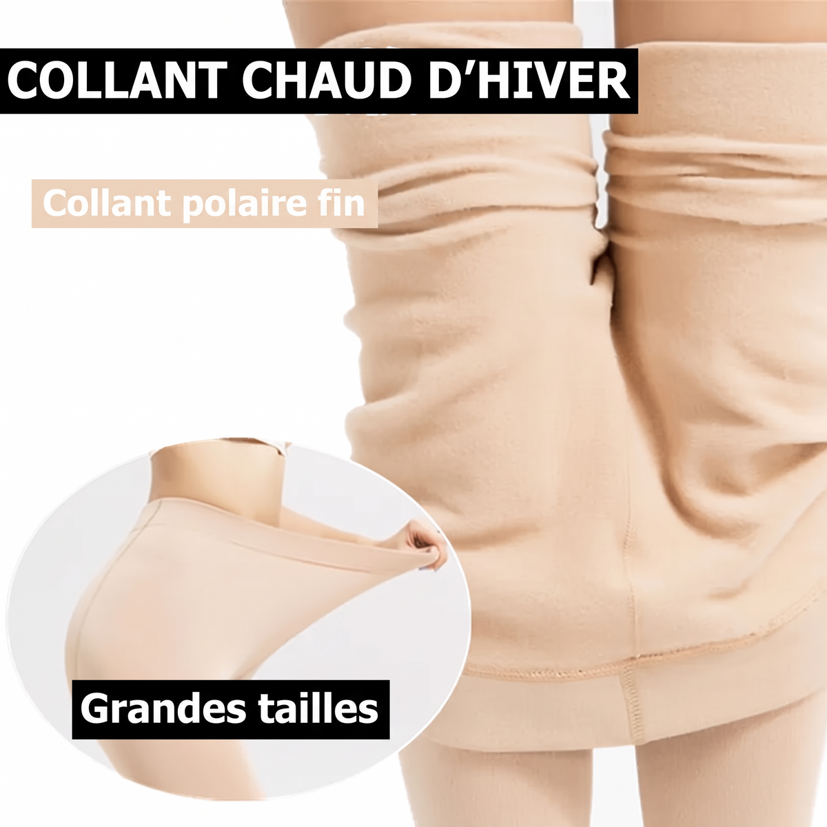Collant chaud d'hiver, polaire fin, grandes tailles