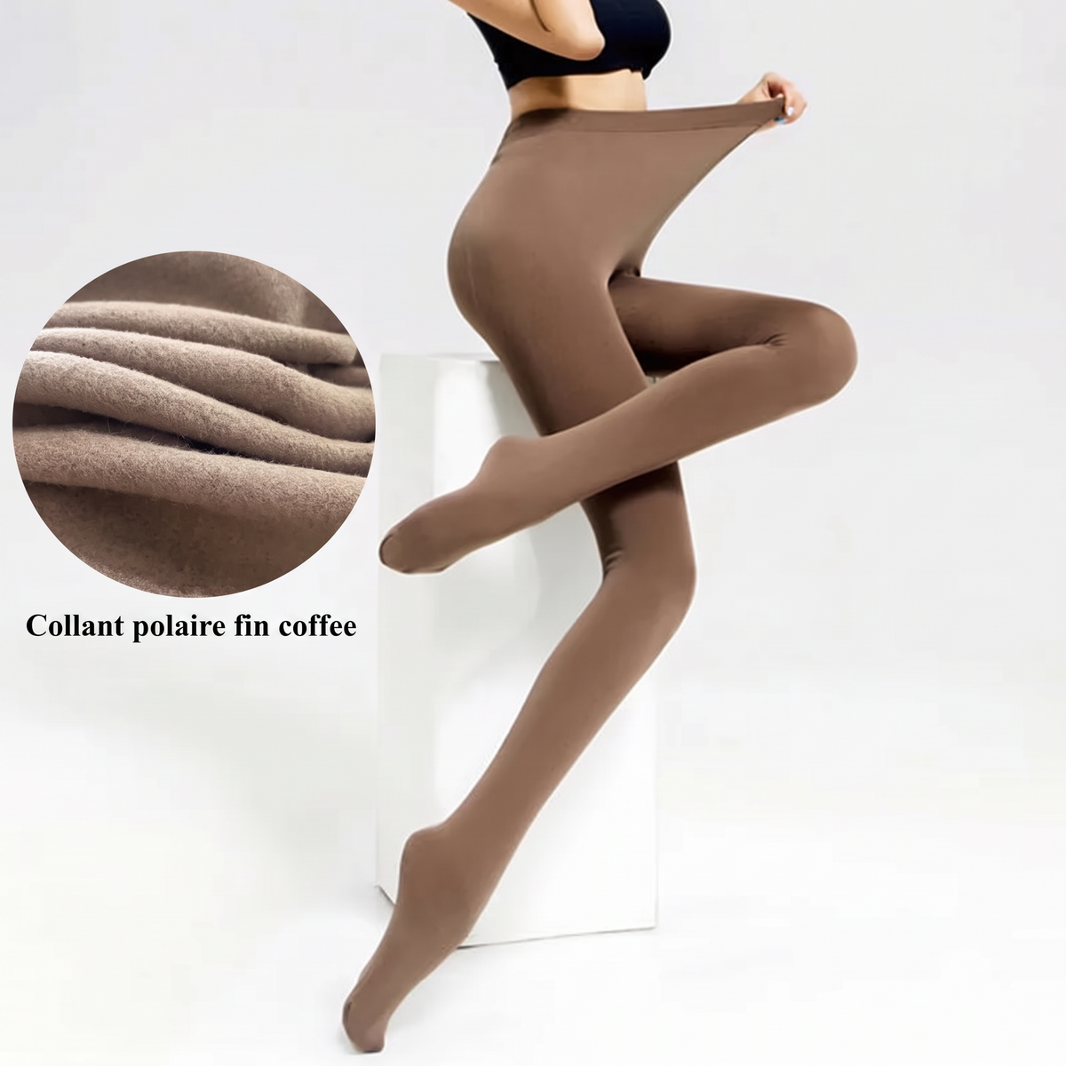 Collant polaire fin teinte coffee