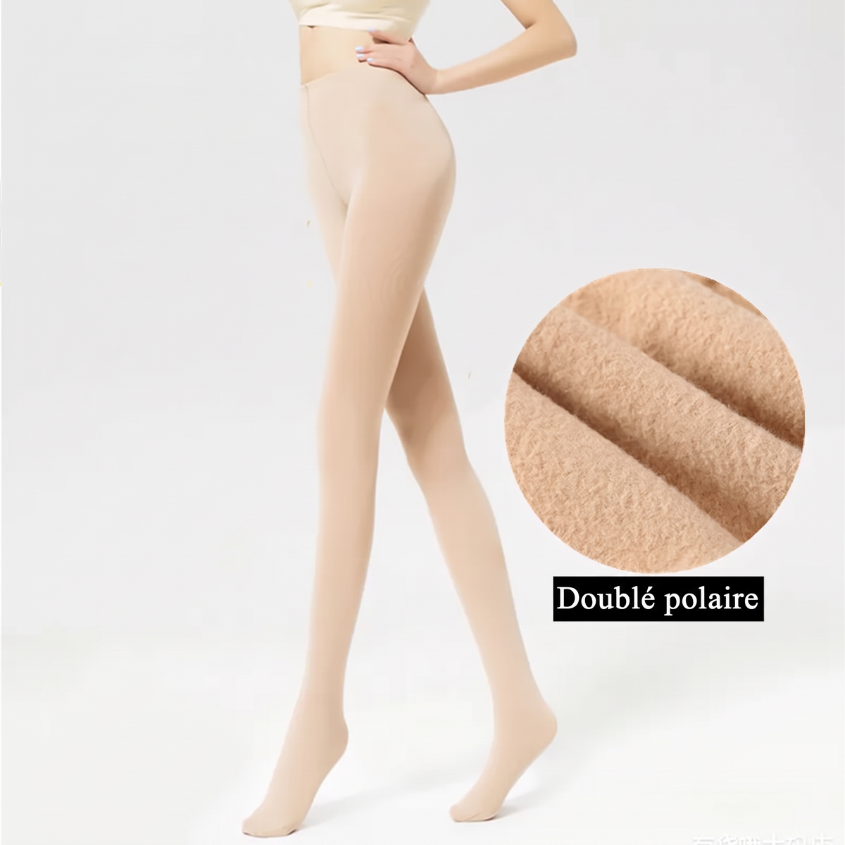 Collant teinte peau doublé polaire